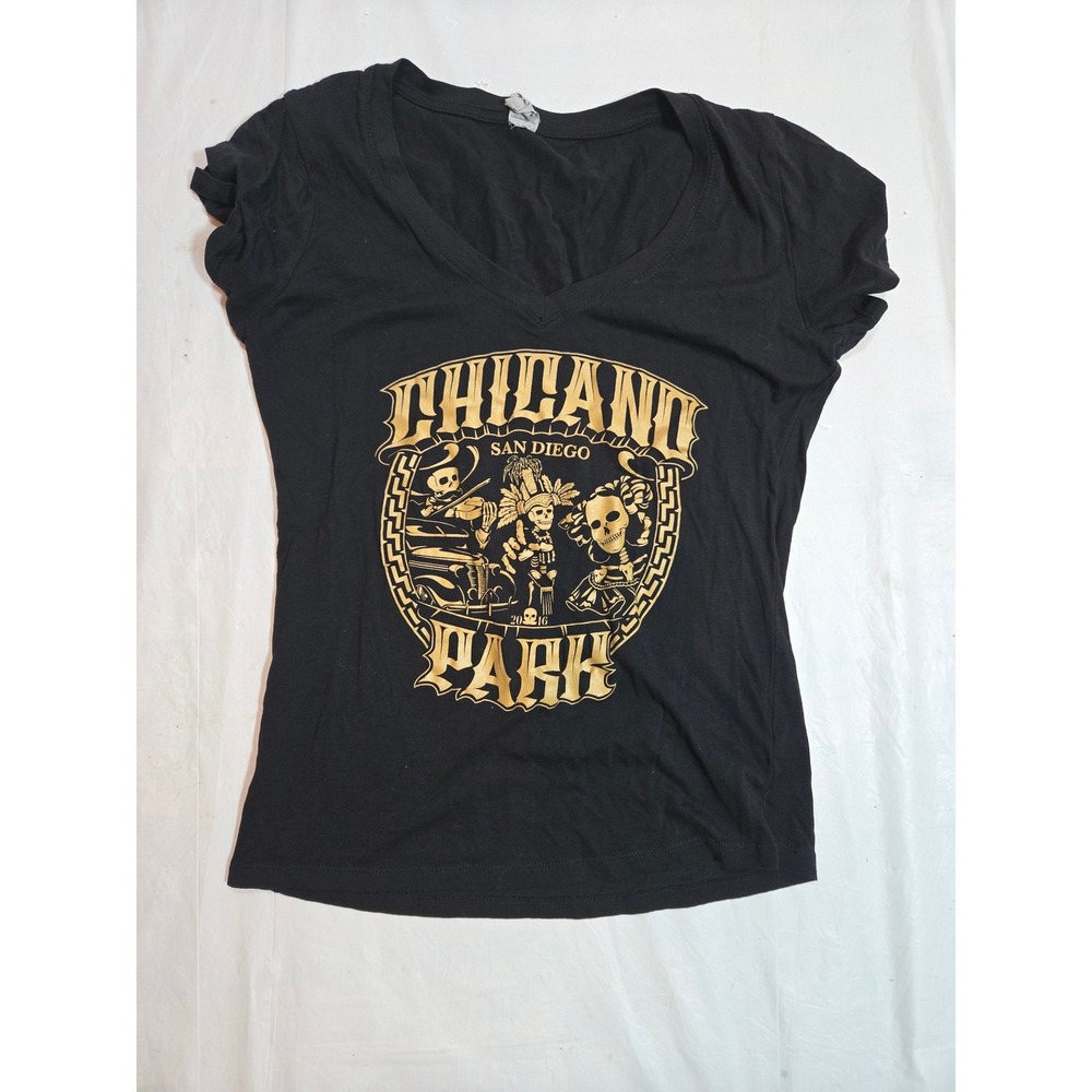 Chicano Park San Diego 2016 Graphic Tee Cotton Heritage Black Gold Size M